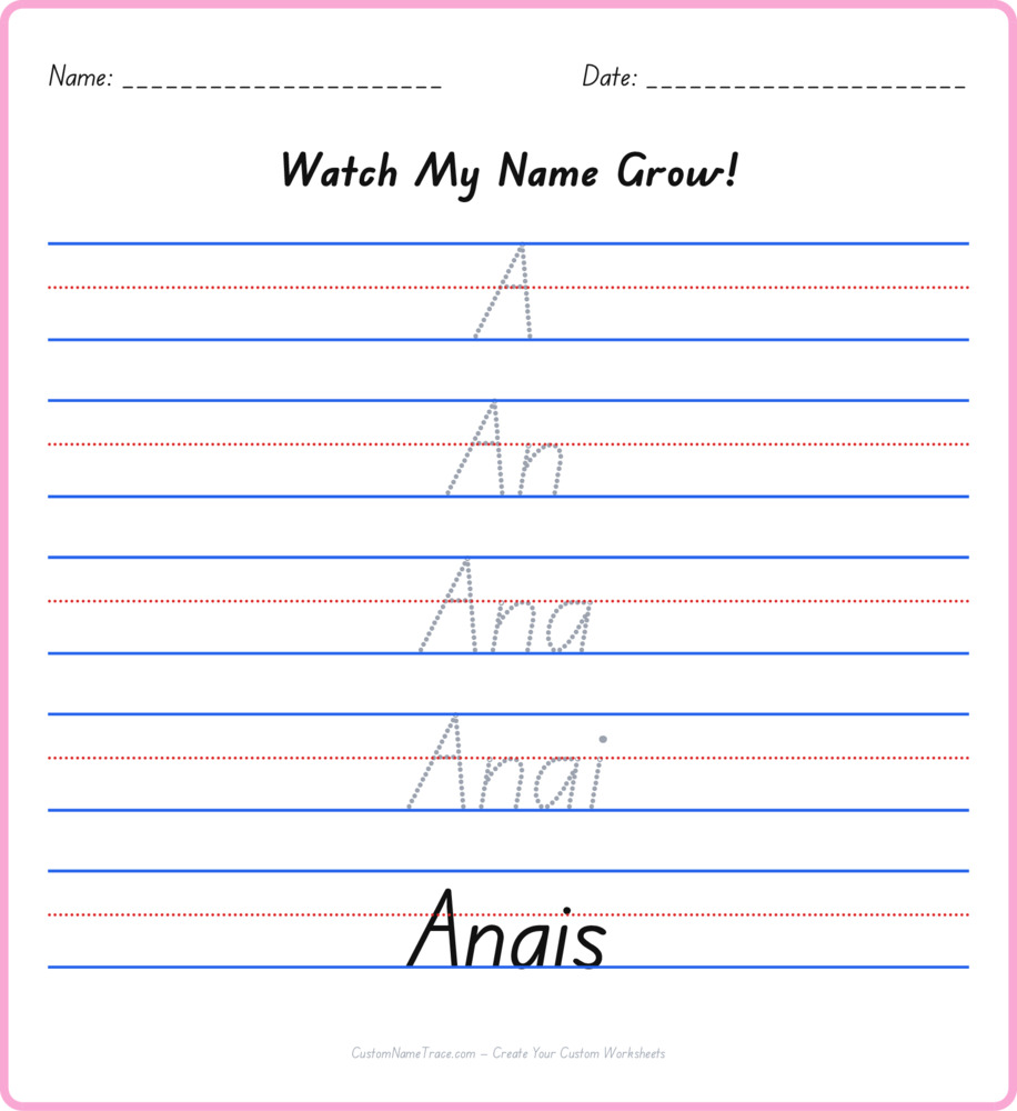 Free Anais custom name tracing - pyramid free worksheet