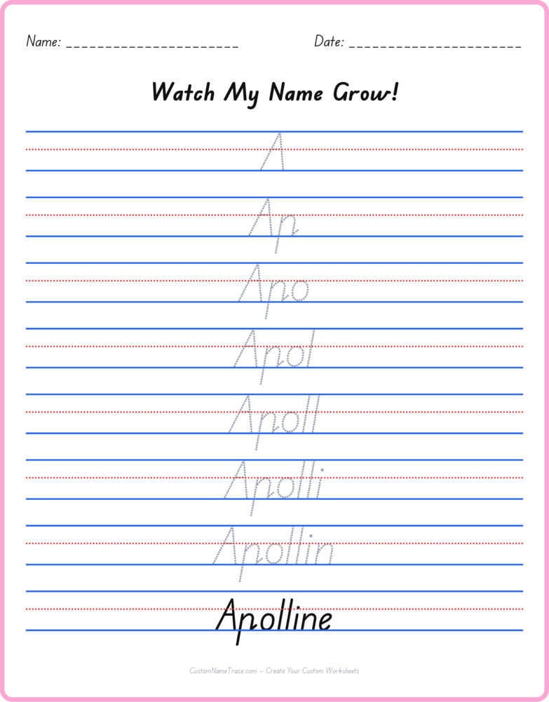 Free Apolline custom name tracing - pyramid free worksheet