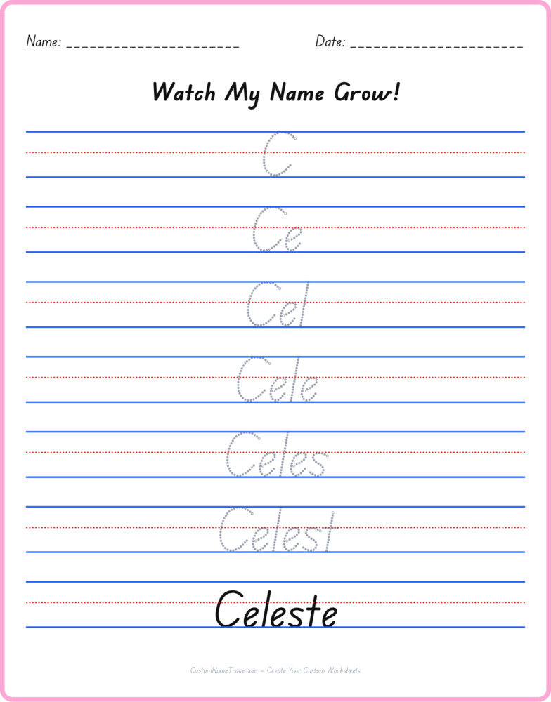 Free Celeste custom name tracing - pyramid free worksheet