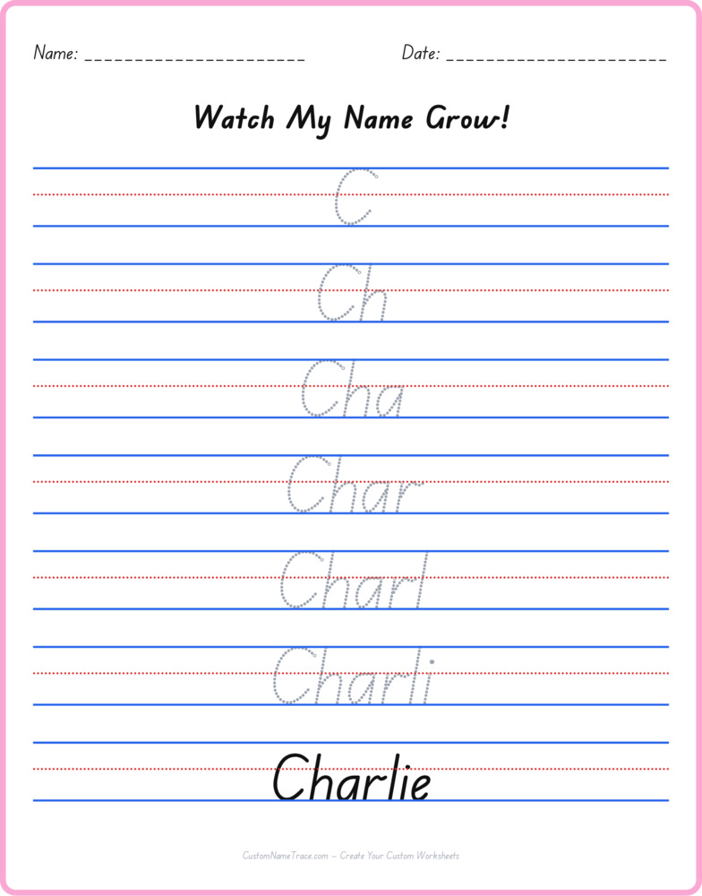 Free Charlie custom name tracing - pyramid free worksheet