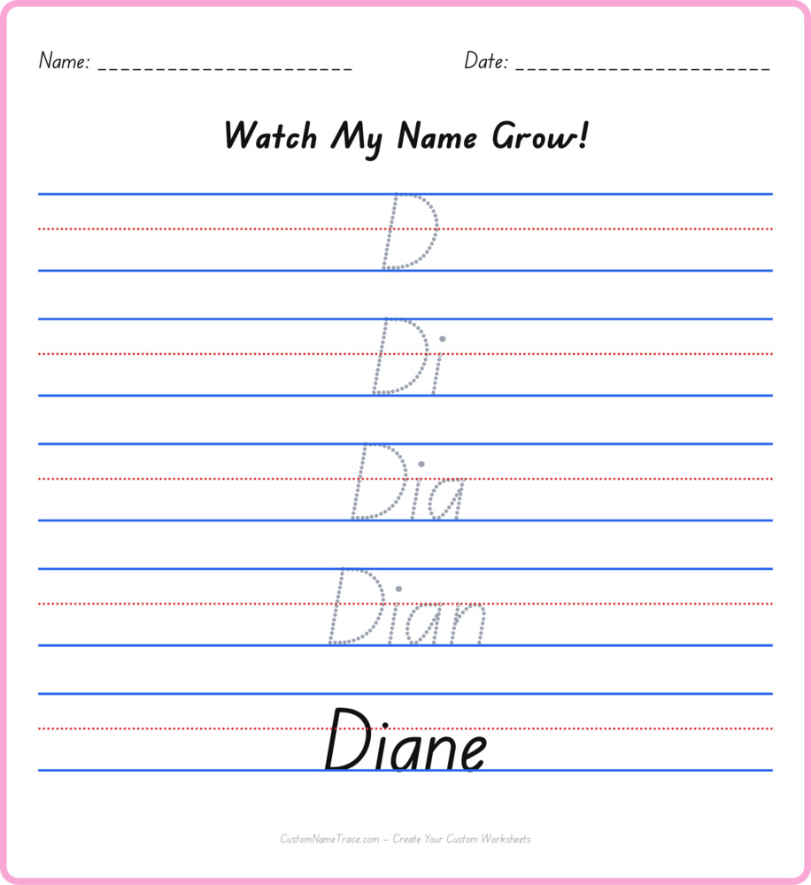 Free Diane custom name tracing - pyramid free worksheet