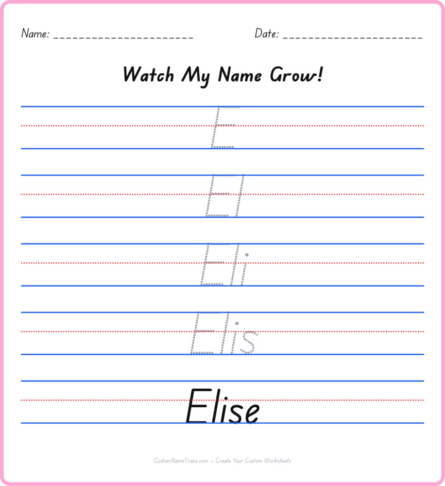 Free Elise custom name tracing - pyramid free worksheet