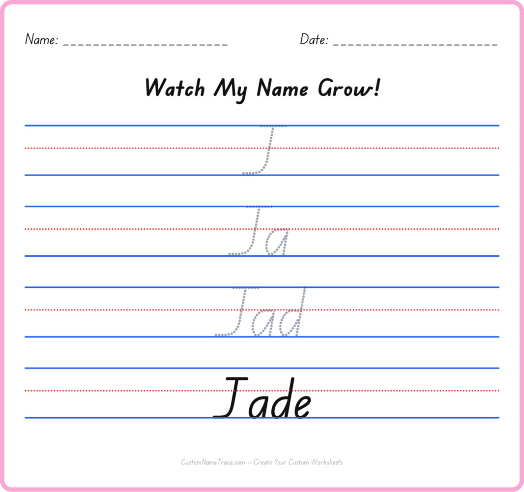 Free Jade custom name tracing - pyramid free worksheet