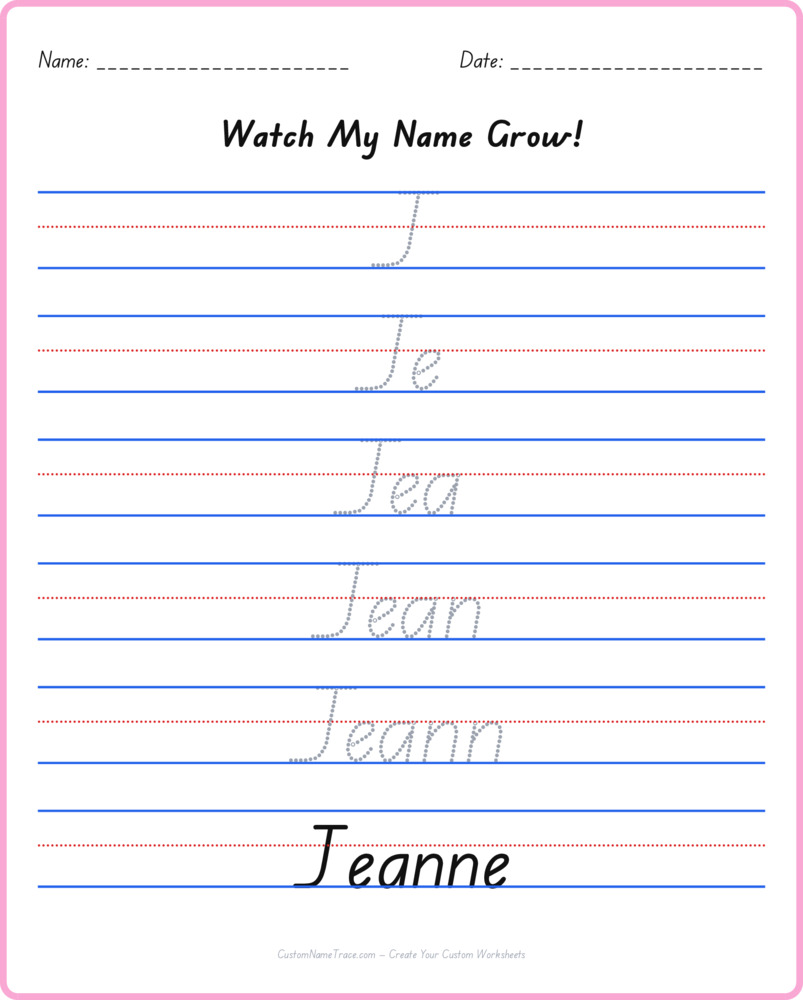 Free Jeanne custom name tracing - pyramid free worksheet