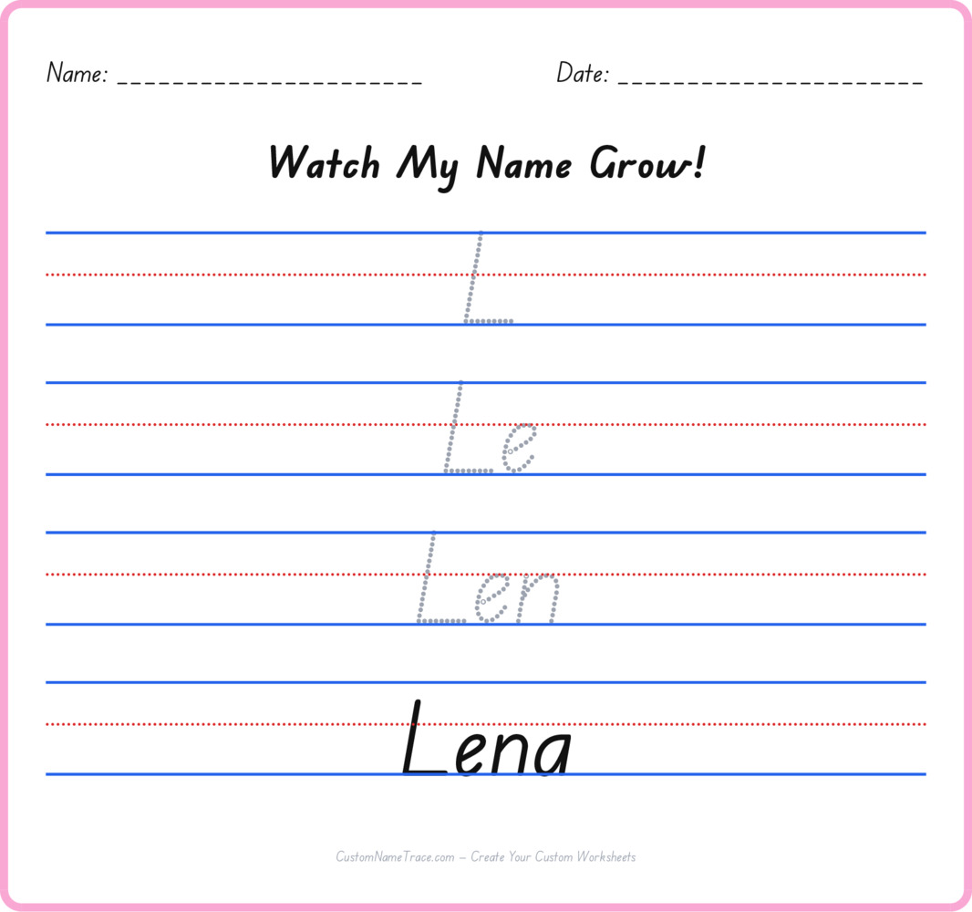 Free Lena custom name tracing - pyramid free worksheet