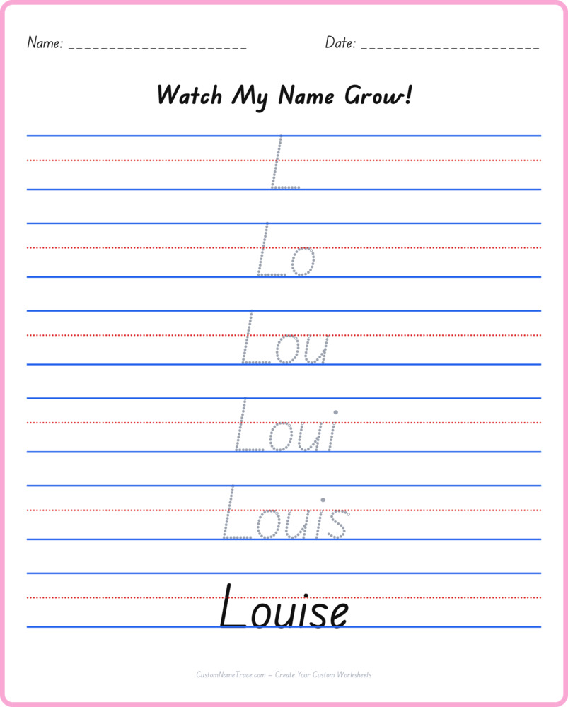 Free Louise custom name tracing - pyramid free worksheet