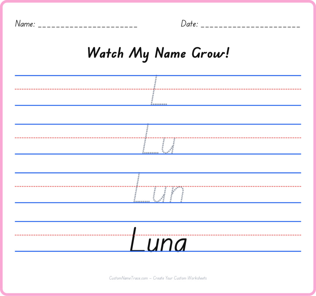 Free Luna custom name tracing - pyramid free worksheet