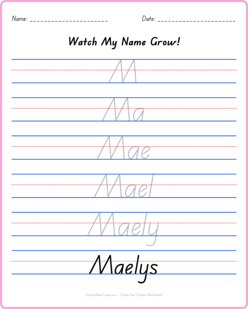 Free Maelys custom name tracing - pyramid free worksheet