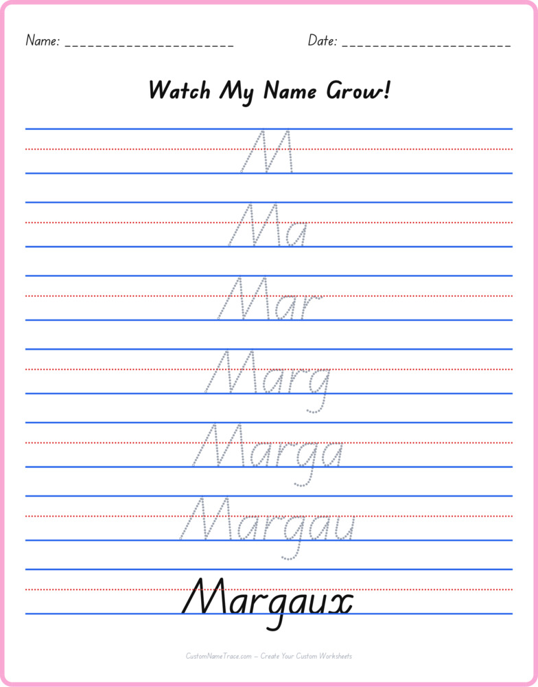 Free Margaux custom name tracing - pyramid free worksheet