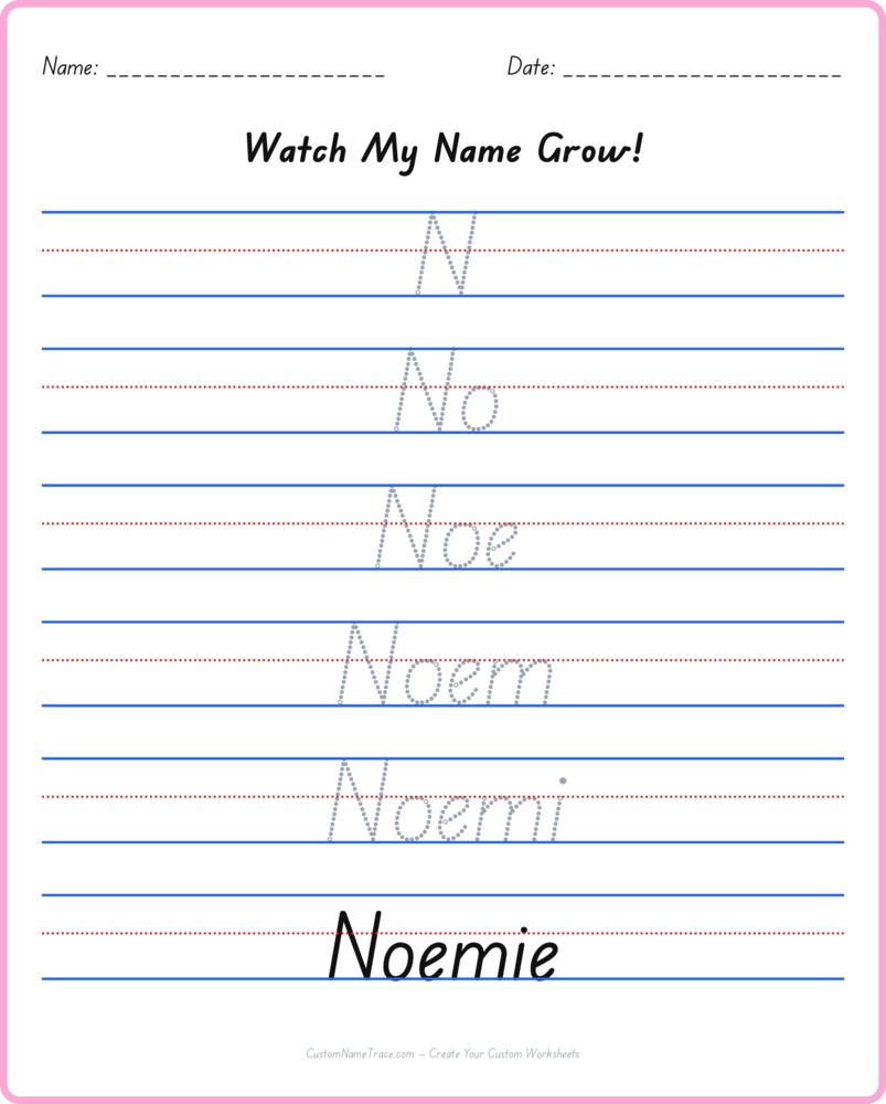 Free Noemie custom name tracing - pyramid free worksheet