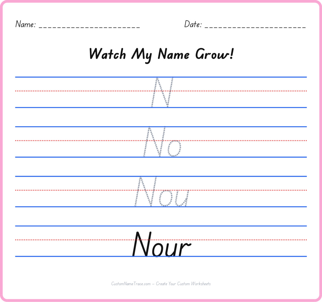 Free Nour custom name tracing - pyramid free worksheet