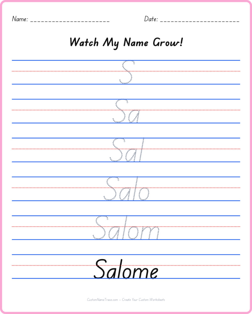 Free Salome custom name tracing - pyramid free worksheet