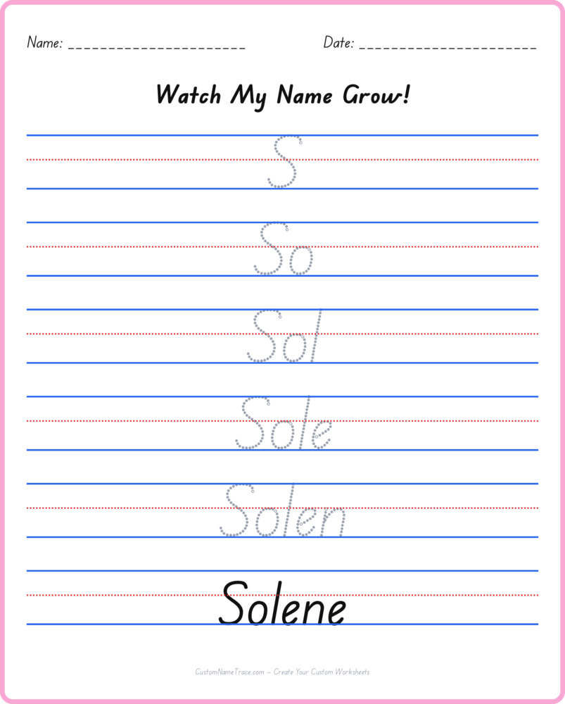 Free Solene custom name tracing - pyramid free worksheet