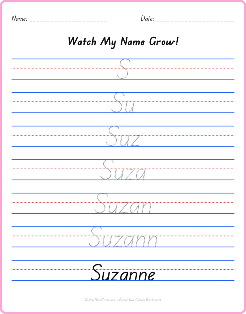 Free Suzanne custom name tracing - pyramid free worksheet
