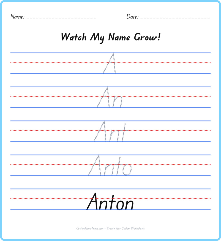 Free Anton custom name tracing - pyramid free worksheet