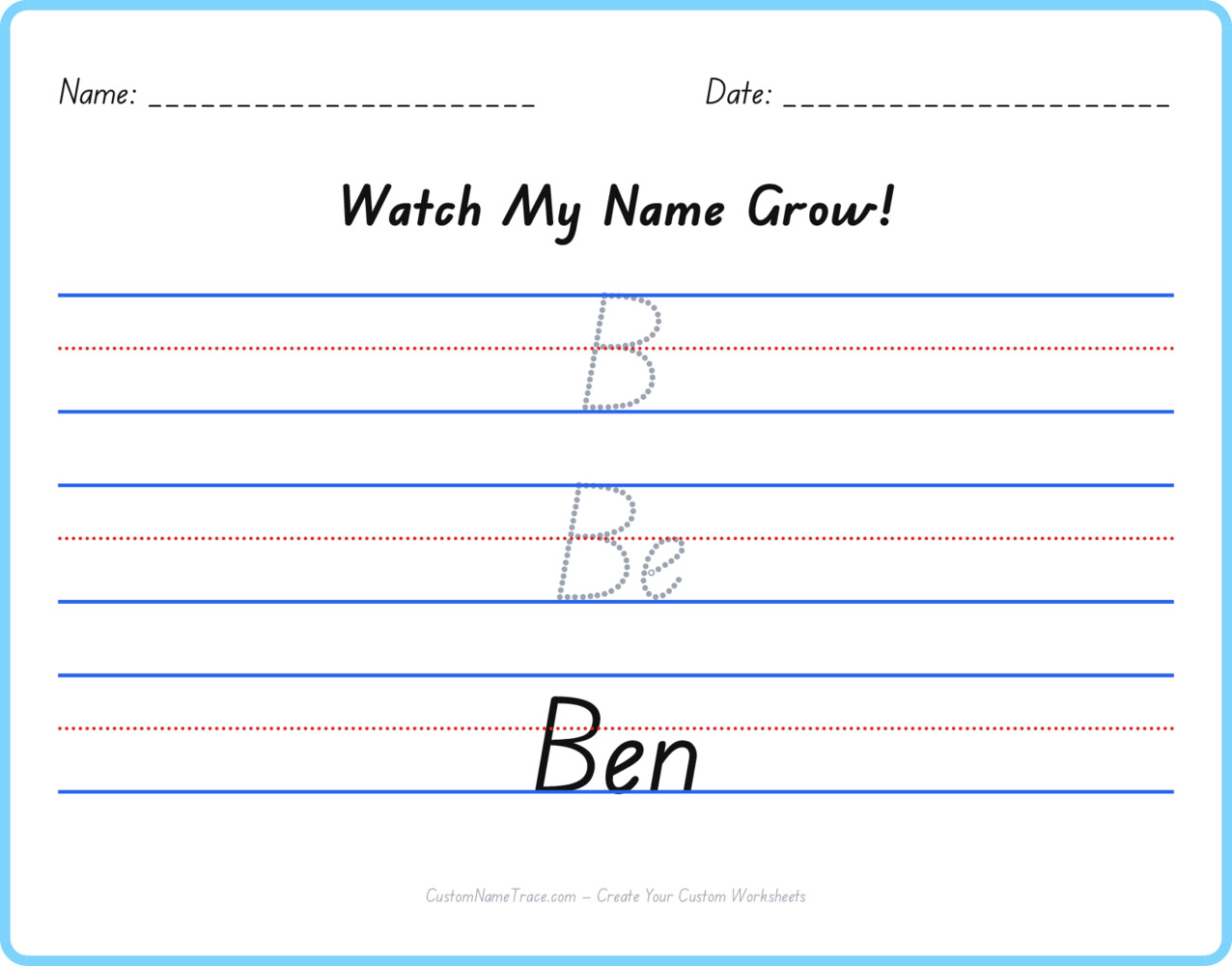 Free Ben custom name tracing - pyramid free worksheet