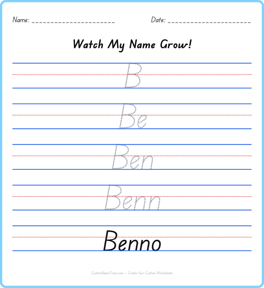 Free Benno custom name tracing - pyramid free worksheet