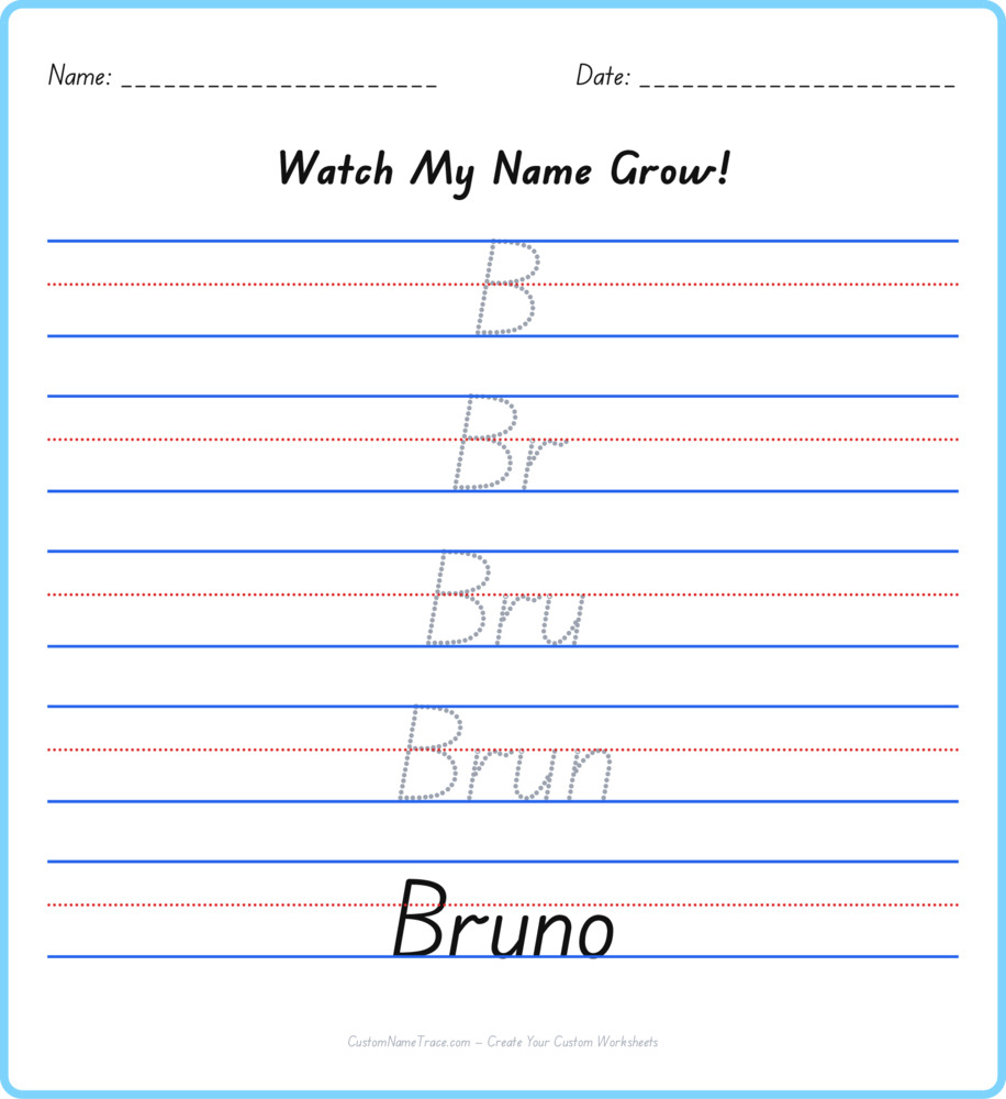 Free Bruno custom name tracing - pyramid free worksheet