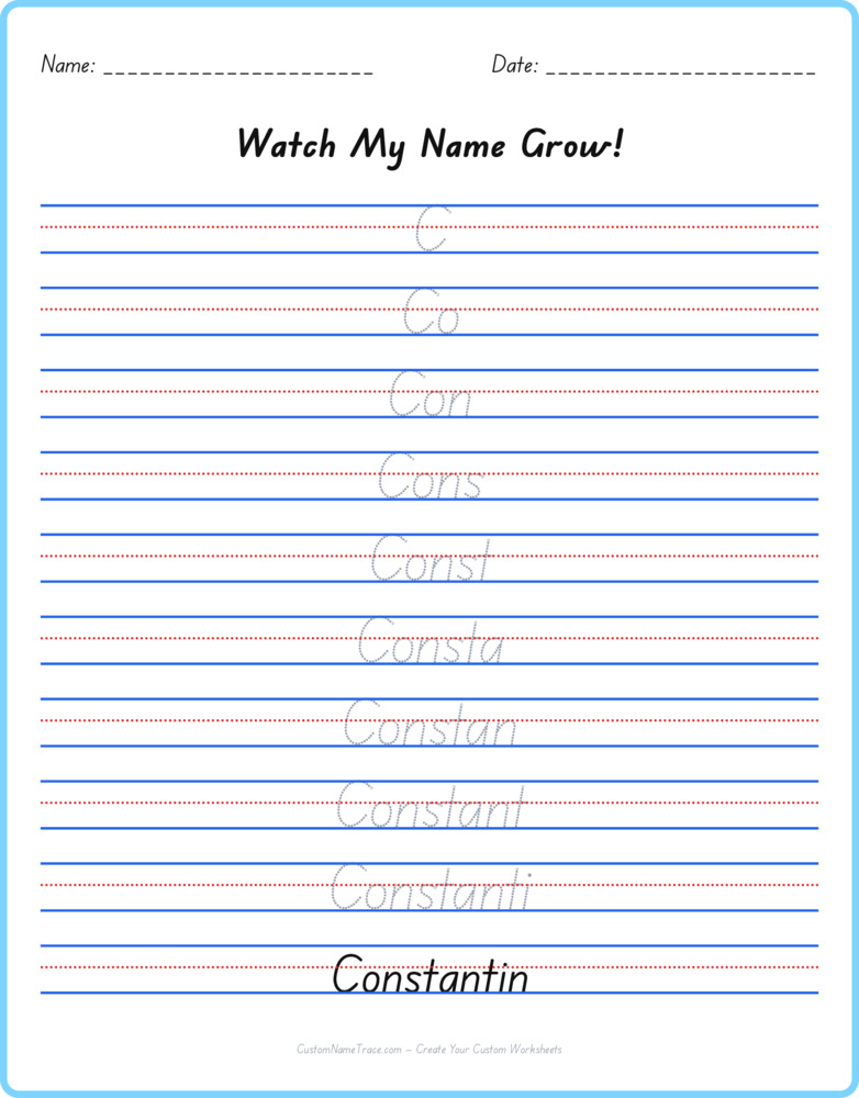 Free Constantin custom name tracing - pyramid free worksheet