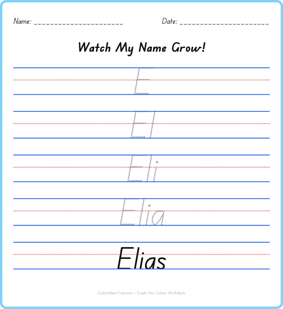 Free Elias custom name tracing - pyramid free worksheet