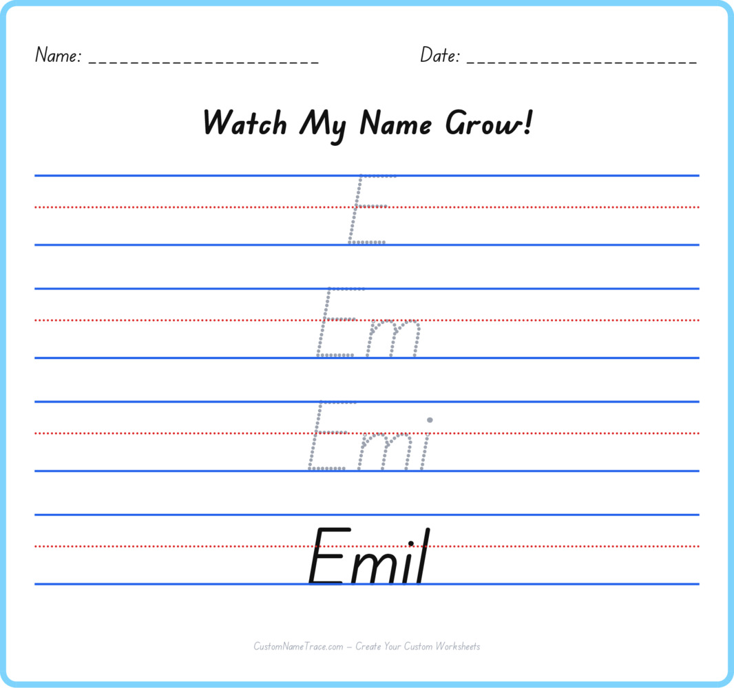 Free Emil custom name tracing - pyramid free worksheet