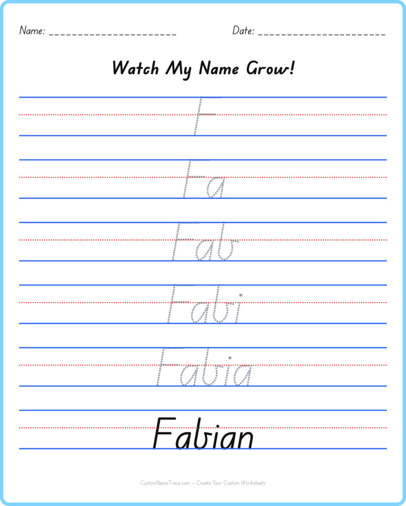 Free Fabian custom name tracing - pyramid free worksheet