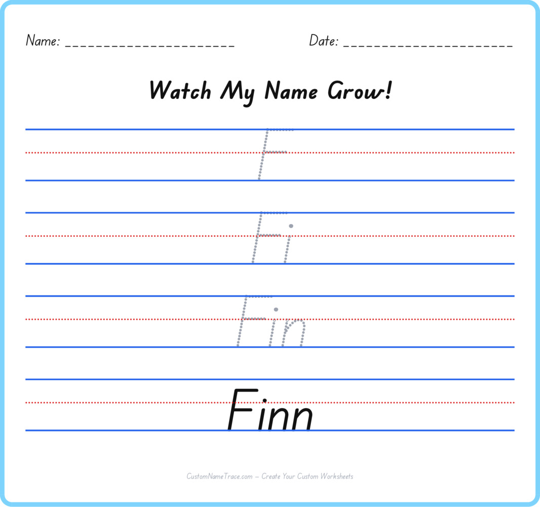 Free Finn custom name tracing - pyramid free worksheet