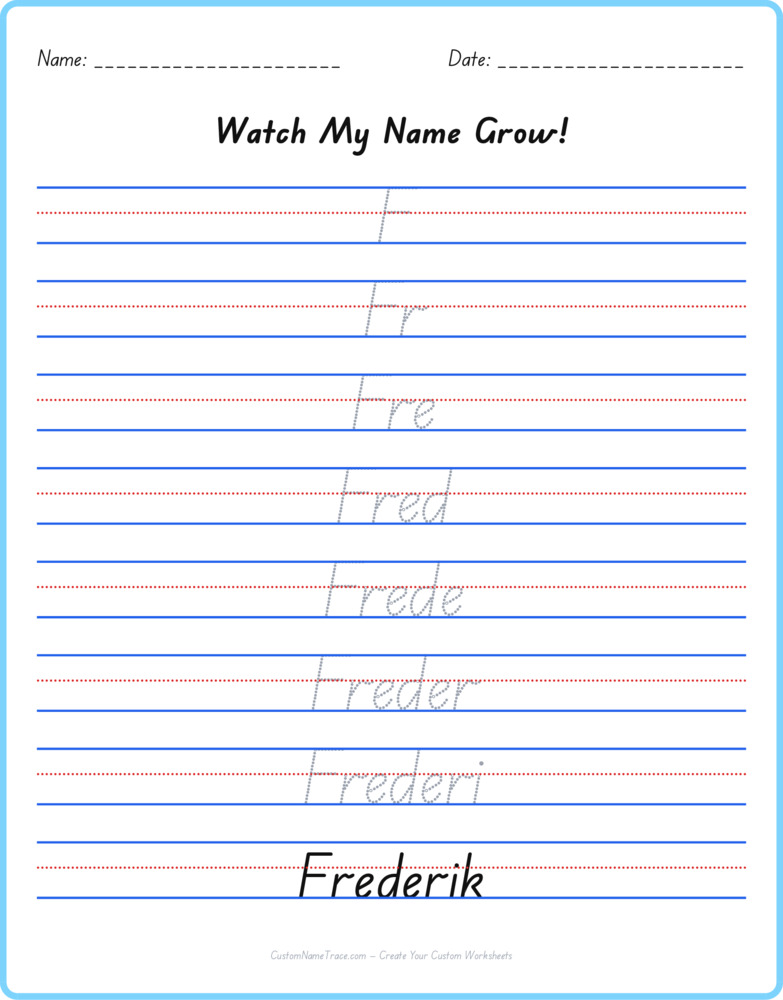 Free Frederik custom name tracing - pyramid free worksheet