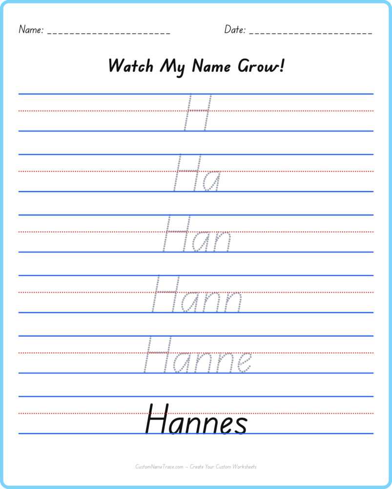 Free Hannes custom name tracing - pyramid free worksheet