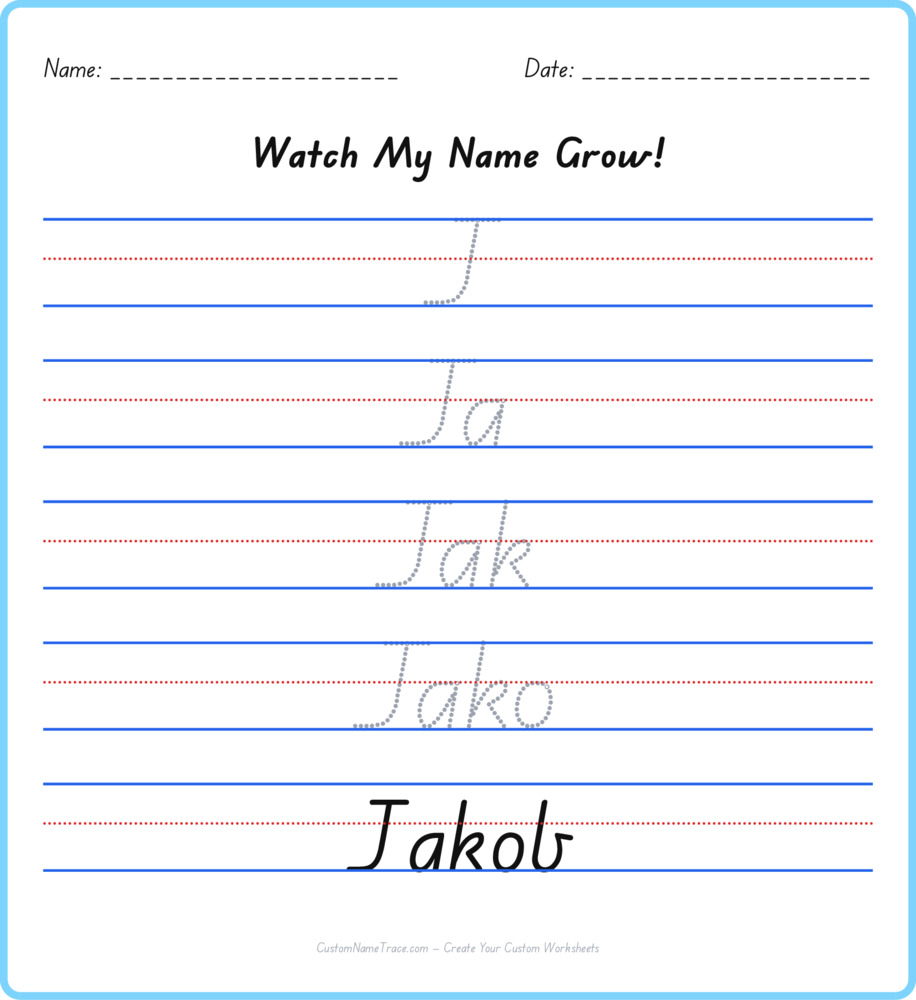 Free Jakob custom name tracing - pyramid free worksheet