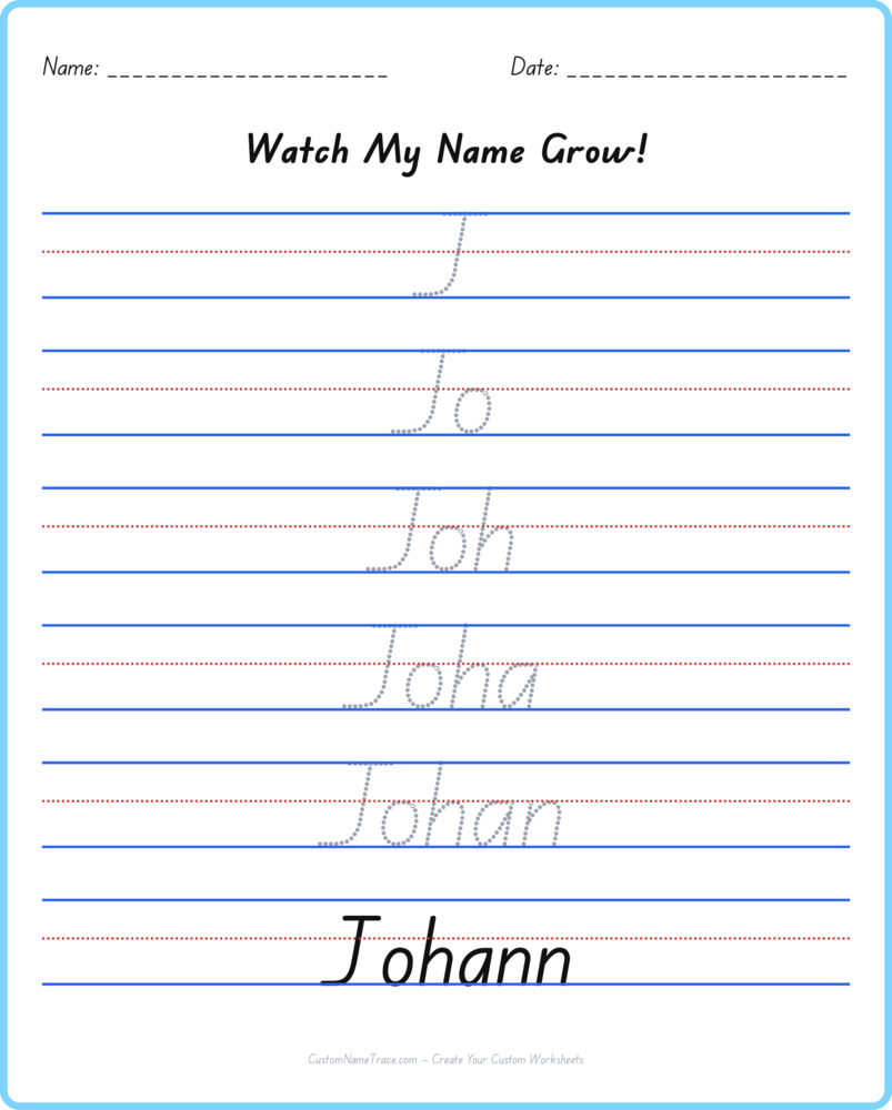 Free Johann custom name tracing - pyramid free worksheet