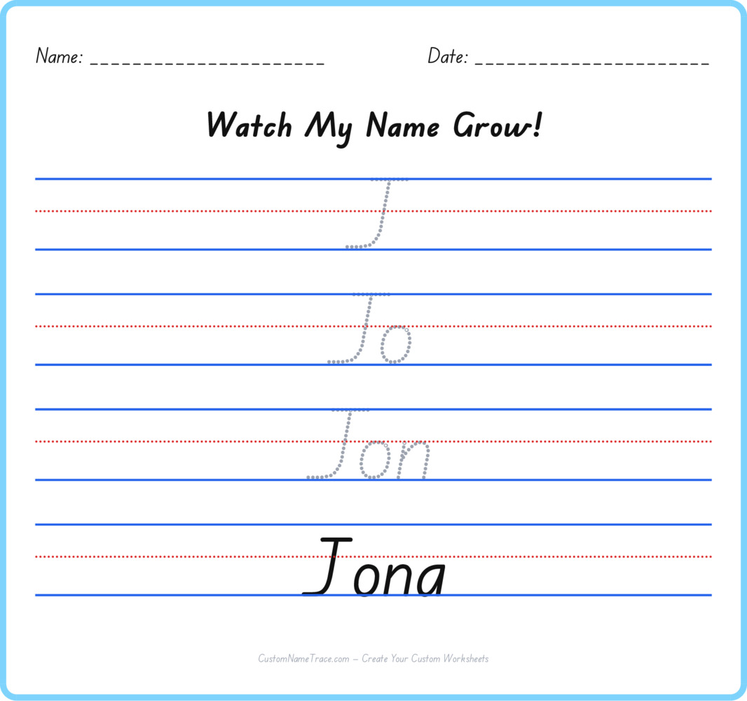 Free Jona custom name tracing - pyramid free worksheet