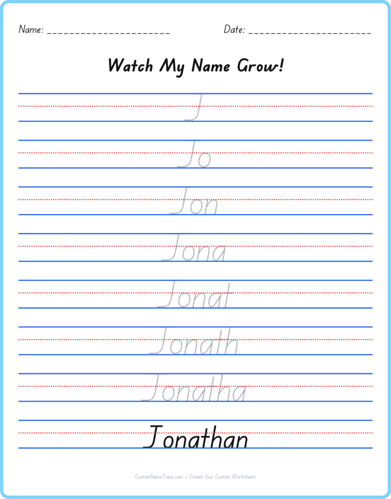 Free Jonathan custom name tracing - pyramid free worksheet