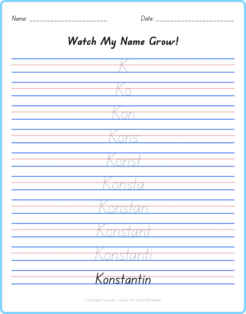 Free Konstantin custom name tracing - pyramid free worksheet