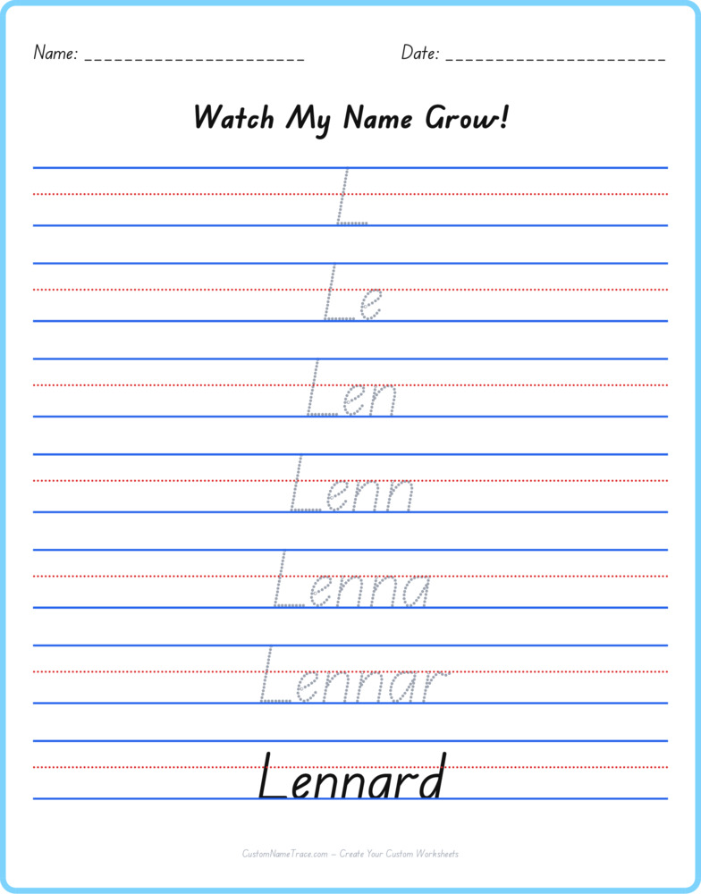 Free Lennard custom name tracing - pyramid free worksheet