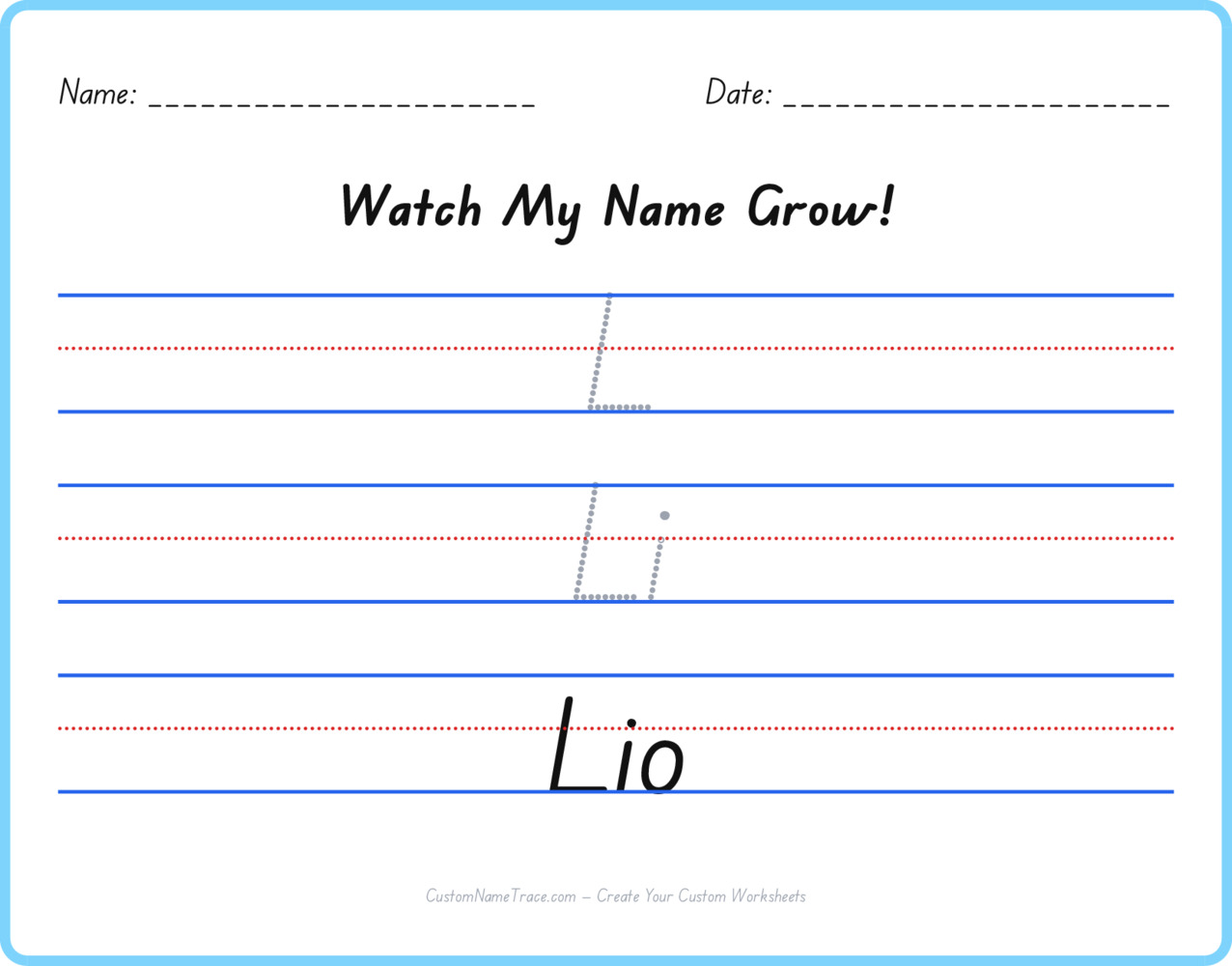Free Lio custom name tracing - pyramid free worksheet