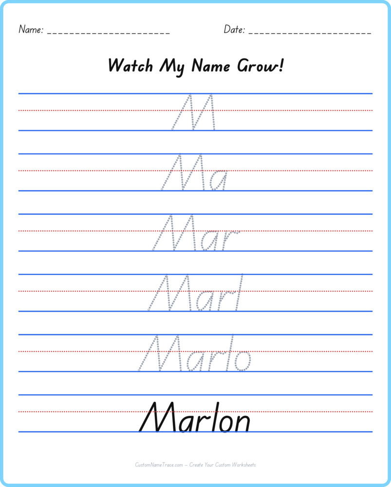 Free Marlon custom name tracing - pyramid free worksheet
