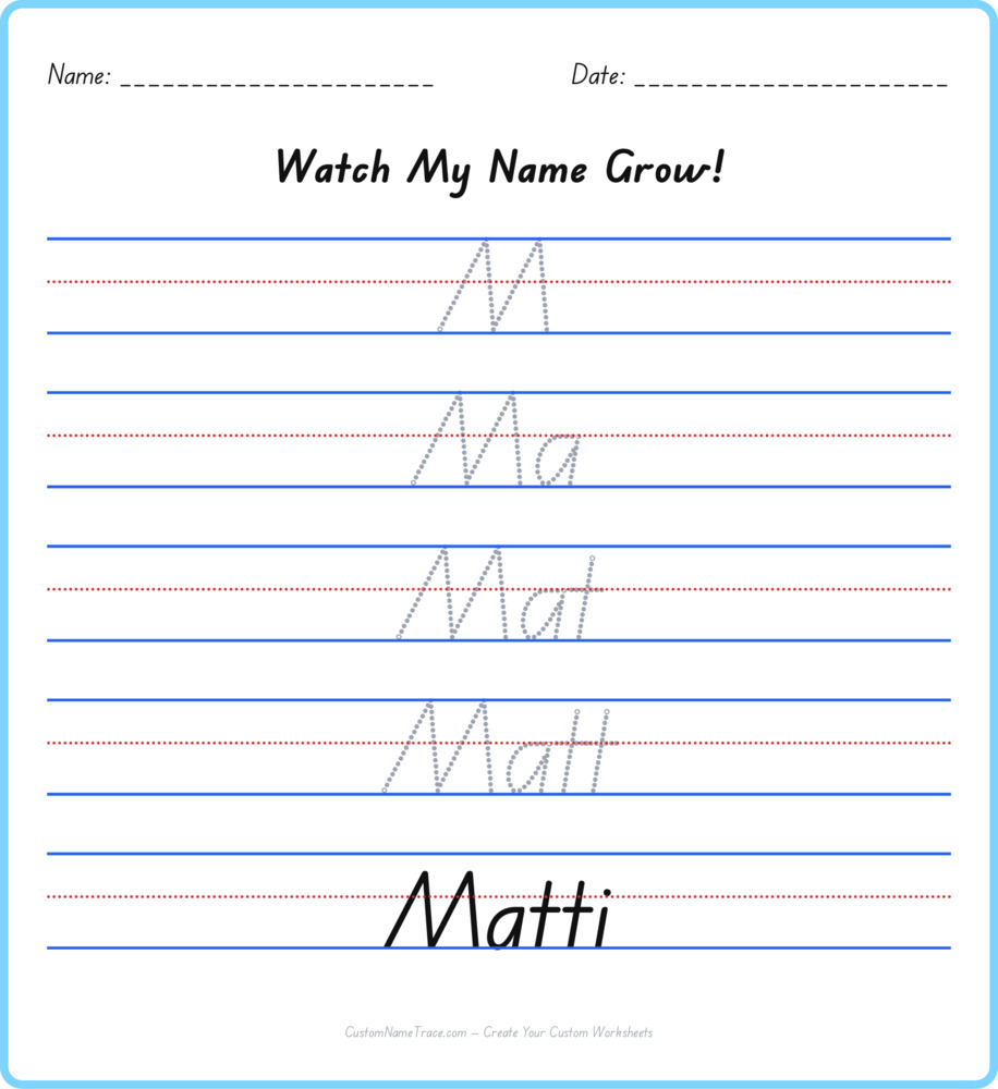 Free Matti custom name tracing - pyramid free worksheet