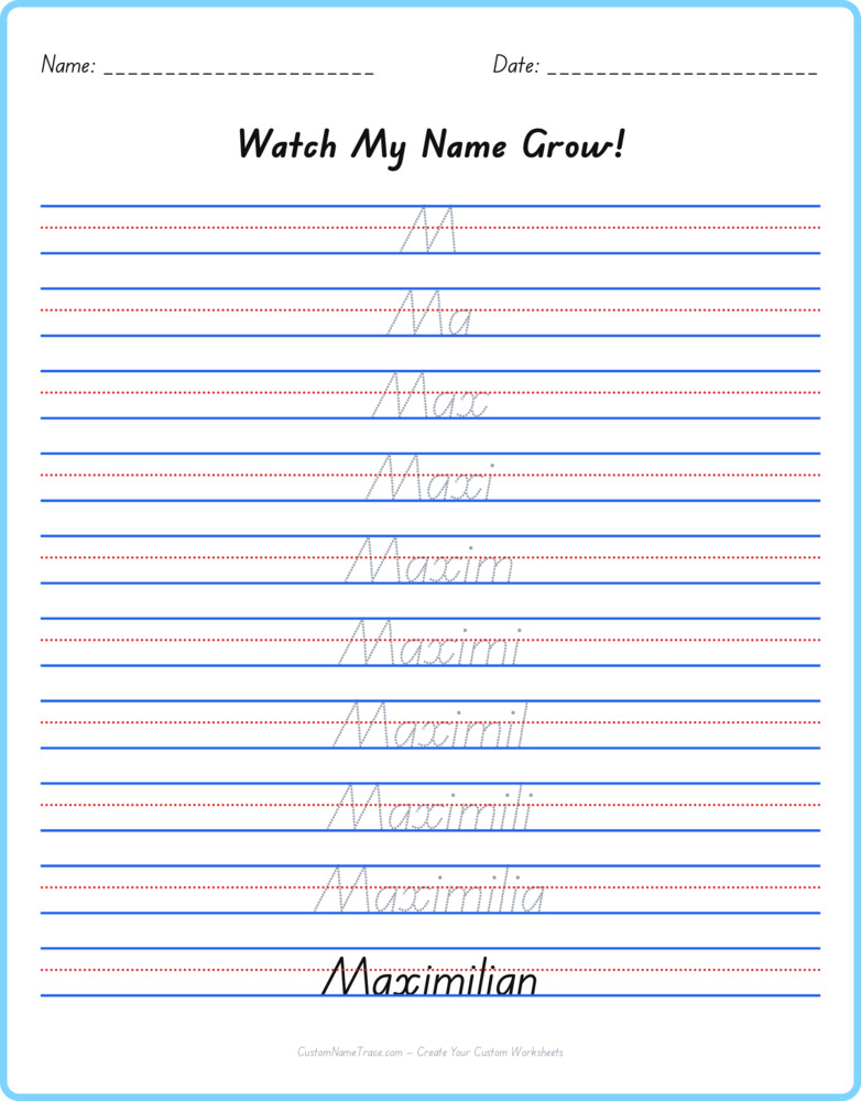 Free Maximilian custom name tracing - pyramid free worksheet