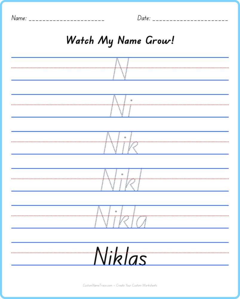 Free Niklas custom name tracing - pyramid free worksheet