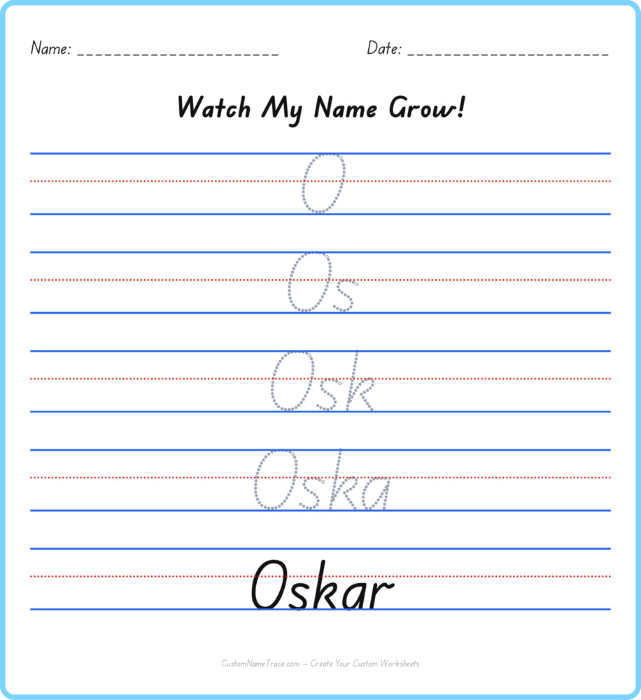 Free Oskar custom name tracing - pyramid free worksheet