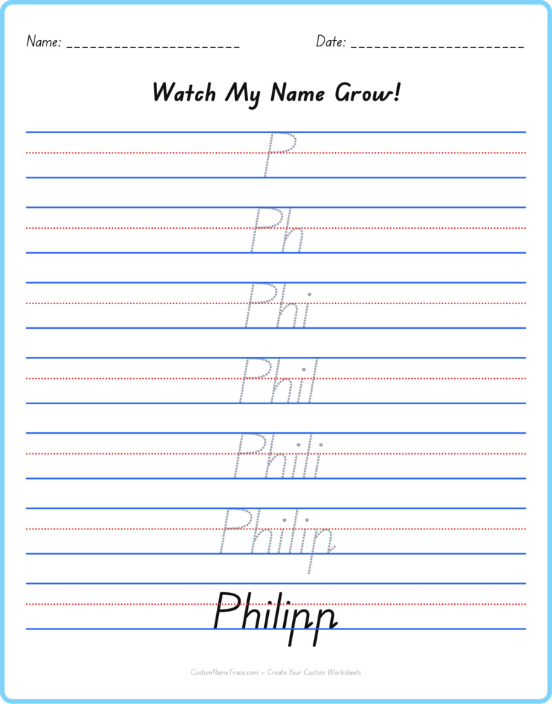 Free Philipp custom name tracing - pyramid free worksheet