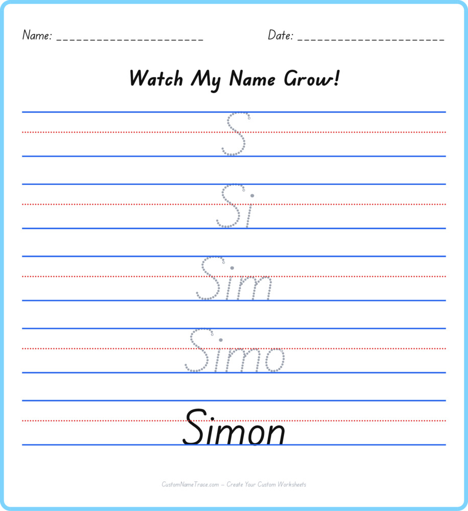 Free Simon custom name tracing - pyramid free worksheet