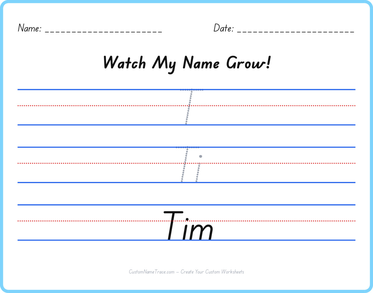Free Tim custom name tracing - pyramid free worksheet