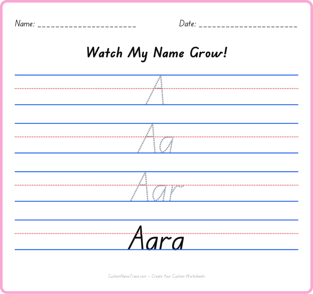 Free Aara custom name tracing - pyramid free worksheet