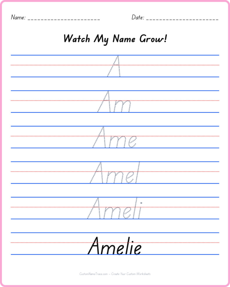 Free Amelie custom name tracing - pyramid free worksheet
