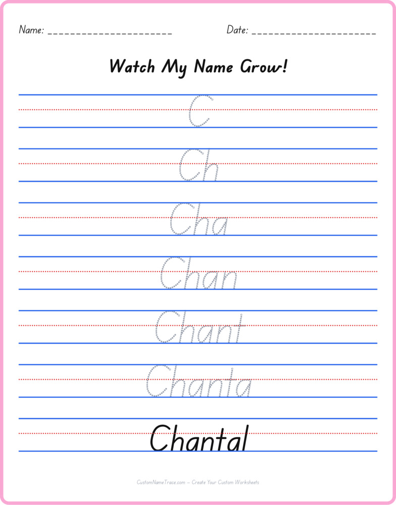 Free Chantal custom name tracing - pyramid free worksheet