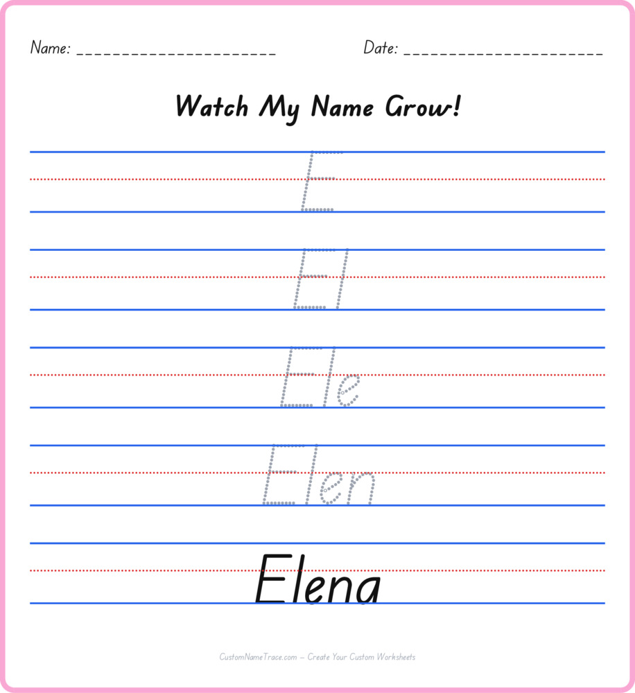 Free Elena custom name tracing - pyramid free worksheet