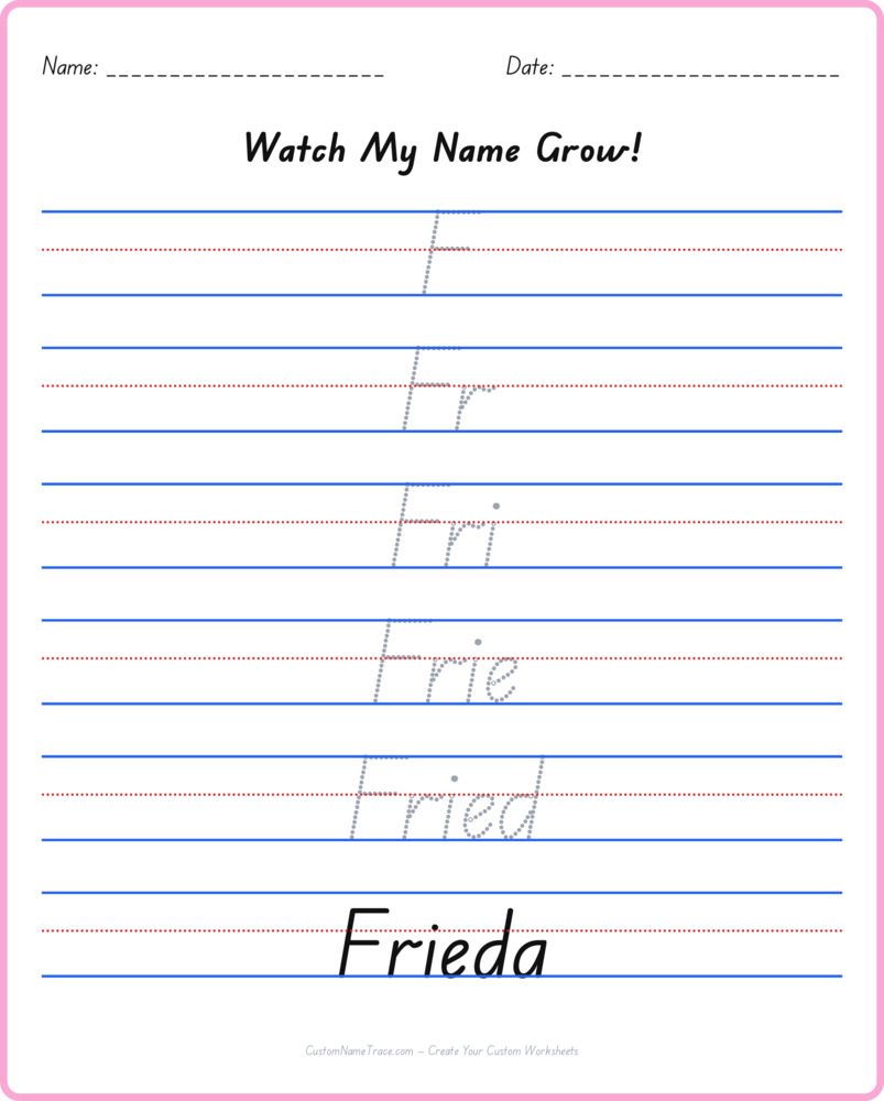 Free Frieda custom name tracing - pyramid free worksheet