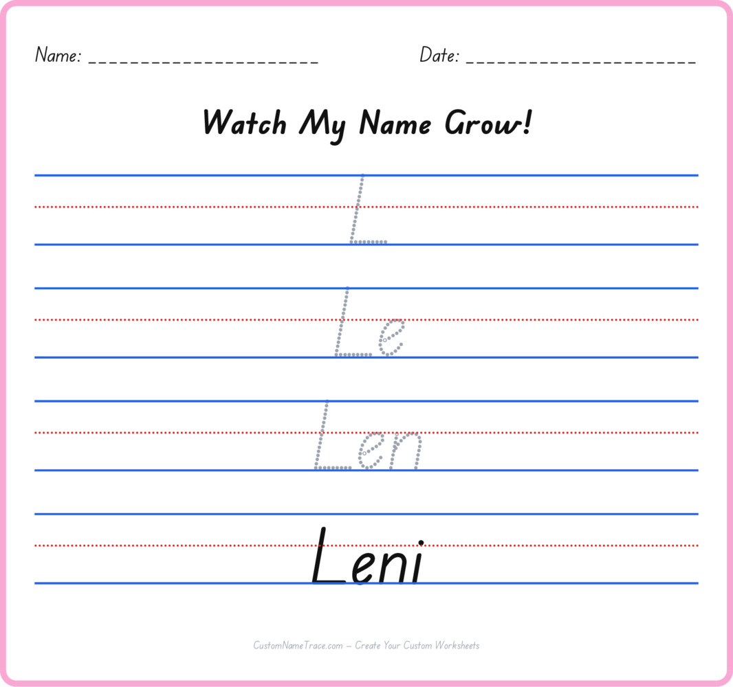 Free Leni custom name tracing - pyramid free worksheet